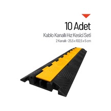 10'lu Kablo Kanallı Hız Kesici Seti 2 Kanallı, Yol Kasisi 25,5 X 102,5 X 5 Cm-3783