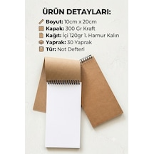 Premium Kraft Kapaklı Not Defteri 10x20 Cm, 120 Gr Kalın Yaprak, 30 Yaprak