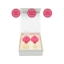 Silikon Vakumlu Cam Yüz Masaj Kupası 2'li Set Gül Pembe Renk