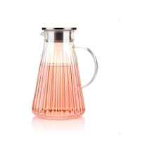 Borosilikat Cam Sürahi, Lüster Boyamalı, Metal Kapaklı, 1.8l Kapasiteli, Dalgalı Konik Form, Ergonomik Kulplu, Şeffaf, Sıcağa Dayanıklı, Modern Tasarım