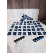 Boncuklu Silah Colt Metal Emniyetli Horozu Çekilebilen 30x13 Cm+40 Paket Plastik Boncuk 2500 Adet Karışık
