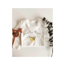 Babylimon Sweeter Than Bee Uzun Kol Çıtçıtlı Organik Bebek Body Beyaz - 132150681 Beyaz