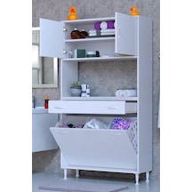 Eliusta Seris Sepetli Ve Çekmeceli Banyo Dolabı G:100 Cm Çok Amaçlı Beyaz Düzenleyici 100x173x32,5 Cm Dolap Beyaz