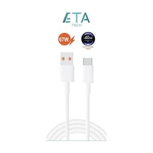 Eta Tech Eta67t Type-c To Usb-a, Pd, 67 Watt, 6 Amper, 1 Metre, Şarj Data Kablosu