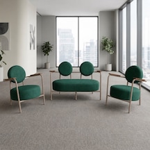 Venüs 2+1+1 Soft Kumaş Ofis & Büro İş Yeri Bekleme Koltuğu Takımı Cappuccino Metal İskelet - Yeşil
