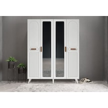 Zenon Membran 4 Kapaklı Portmanto Montaj Dahil Beyaz 140 Cm