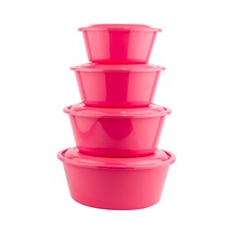 4lü Kapaklı Leğen Takım 1nci Kalite Pembe