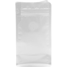 Packtory Valfli Flat Bottom Düz Tabanlı Mat Beyaz Önden Kilitli Ambalaj 11,5X21,5+4 cm.250 Gr.-50 Adet