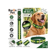 Baron Pet Köpek Boyun Tasması 39-54 Cm Reflektörlü Dokuma Metal Tokalı Büyük Irk - Yeşil Çok Renkli