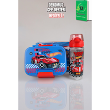 X Dekomus Lisanslı Hotwheels Super Fast Collection 2 Katlı Paslanmaz Çelik Yemek Kabı Ve 500 Ml Matara Seti Altın