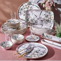 Fecra Monza 35 Parça Gold Fileli Kahvaltı Seti Beyaz