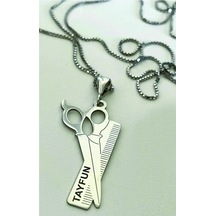 Kuaför Tarak Makas Gümüş Kolye Gümüş