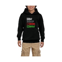 Zepplin Giyim Boxing Repeat Siyah Çocuk Kapşonlu Sweatshirt