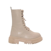 Mergenshoes B308 Ten Fermuarlı Bağcıklı Kadın Bot Ten