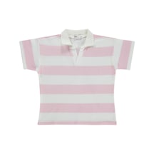 Civil Girls Çizgili Polo Yaka 10-13 Yaş Tişört - Pudra