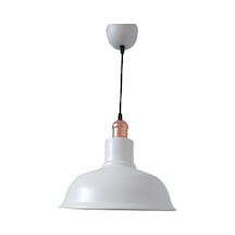 Retro Metal Dekoratif Beyaz İçi Beyaz Bakır Duylu Tekli Sarkıt Avize Çap:30 Cm-dy1119