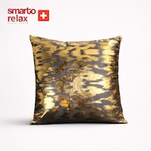 Smarto Relax Dolgulu Kırlent Tekli Antibakteriyel Desenli Dekoratif 47x47 Cm Siyah - Altın