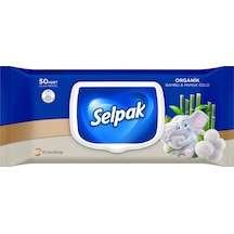 Selpak Organik Bambu Özlü & Pamuk Özlü Islak Mendil 50'li Tekli