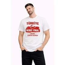Yake Store Erkek Türkiye Baskılı Tişört Ay Yıldız 2026 Dünya Kupası Taraftar Forma T-shirt - Beyaz - Beyaz