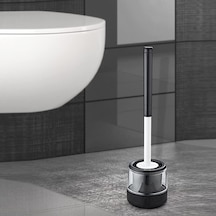Akrilik Kapaklı Silikon Yuvarlak Wc Fırçası, Silikon Wc Fırçası, Silikon Tuvalet Fırçası, Silikon Kolozet Fırçası Siyah Siyah
