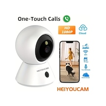 Chuangyinshop White Indoor Cam 1080p Güvenlik Kamerası Ev İçin 360 Derece Dönebilir Gece Görüşlü İnsan Hareket Algılama