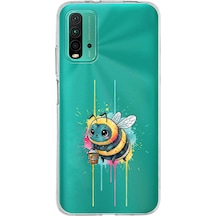 Poco M3 İle Uyumlu Splash Arı Tasarımlı Şeffaf Silikon Kılıf Şeffaf