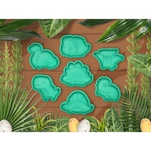Sevimli Dinozor T-rex Stegosaurus Figürlü 7 Parça Kurabiye Kalıbı Seti Çok Renkli