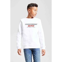 Tshirthane Mario Kart Tour Baskılı Unisex Çocuk Beyaz Sweatshirt Beyaz