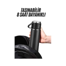 Nrzsnt Termos Seti 3'lü Bardak Seti Isı Dalı Siyah Paslanmaz Çelik Vakumlu