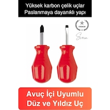 Profesyonel 2'li Avuç İçi Tornavida Seti Düz Yıldız Cep Boy Taşınabilir Vidalama Ev İş Yeri