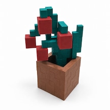 Piksel İnci Çiçeği Biblo - 3d Baskı, Minecraft Esintili Kırmızı