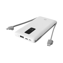 S Link Ip T100c 10000mah Lightning Micro Type C Kablolu Powerbank Beyaz Lcdli