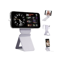 Taşınabilir Mini Telefon Standı Gri Renk Katlanabilir Kartlık Manyetik Özellikli Çok Amaçlı Stand