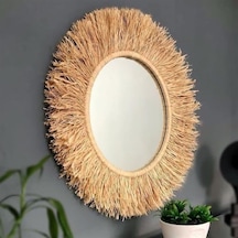 Reyo Home Bohem Ahşap Rafya Ayna