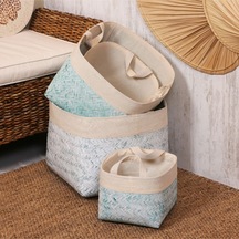 Humi 36x36x28 Cm Doğal Bambu L Sepet Mavi