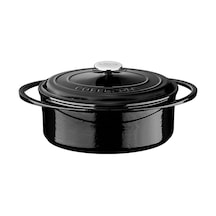 Lava Döküm Oval Tencere Ölçü 22x28cm Siyah