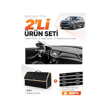 E-biz Opel Grandland X 2017-2020 Uyumlu Torpido Örtüsü + Deri Bagaj Çantası - Siyah-bej - Op024