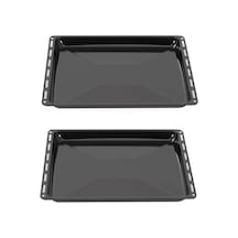 Ankastre Parlak Derin Fırın Tepsisi 2 Li Set 45,5 37,5 3,5 Cm Granit Siyah