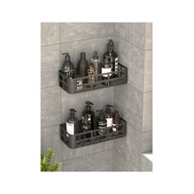 Buççin Online Mağaza 1 Adet Evo 2 Li Yapışkanlı Duvar Organizer Siyah Banyo & Duş Rafı Seti Şampuanlık & Sabunluk Pla Çok Renkli