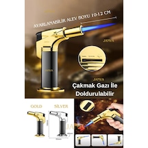 Janva Turbojet Doldurulabilir Profosyonel Torch Pürmüz Çakmak Yemek Hazırlama Mangal Nargile Kamp Çakmağı Siyah
