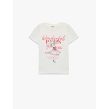 Koton Baskılı Ekru Kız Çocuk T-shirt 6skg10110ak Ekru Koton Baskılı Ekru Kız Çocuk T-shirt 6skg10110ak Ekru