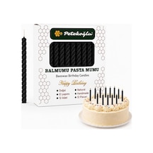 Petekoğlu Siyah Balmumu Mum El Yapımı Küçük Boy Doğum Günü Ve Pasta Mumu 12'li 6,5 Cm Çok Renkli
