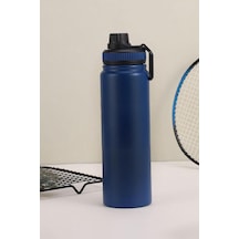Çelik Lacivert 1000 Ml Tutmalı Süzgeçli Kamp Termosu Çok Renkli