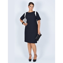 Nidya Moda Büyük Beden Ay Kombin Elbise-4031L Çok Renkli