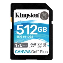 Kıngston Canvas Go Plus SDG3/512 GB 512 GB SD 170R Hafıza Kartı