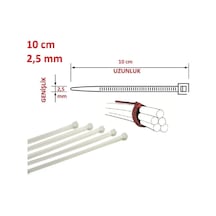 1000 Bin Adet 10cmx2.5mm Beyaz Plastik Cırt Kelepçe Kablo Bağı