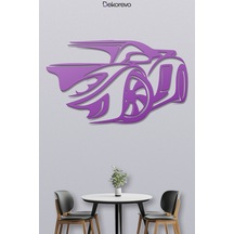 Spor Araba Silüeti Metal Duvar Tablosu - Metal Duvar Sanatı - Mor - 55 X 75 Cm