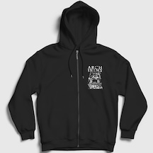 Presmono Unisex Devil Arch Enemy Fermuarlı Kapüşonlu Sweatshirt Siyah