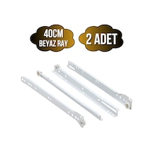 Beyaz Metal Çekmece Rayı Tekerlekli Mobilya Dolap Çekmece Rayı Beyaz 40cm 2 Takım Metal Çok Renkli