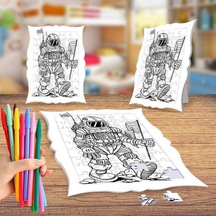 Uzaydaki Astronot Boyama Puzzle Tablo Çocuk Eğitici Yapboz